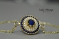 Preview: Armkette Damen Silber  - 925 - Vergoldet -  Gliederarmbänder - Personalisiert - Zirkonia Armband -  Edelstein Lapis Lazuli - Geschenkideen